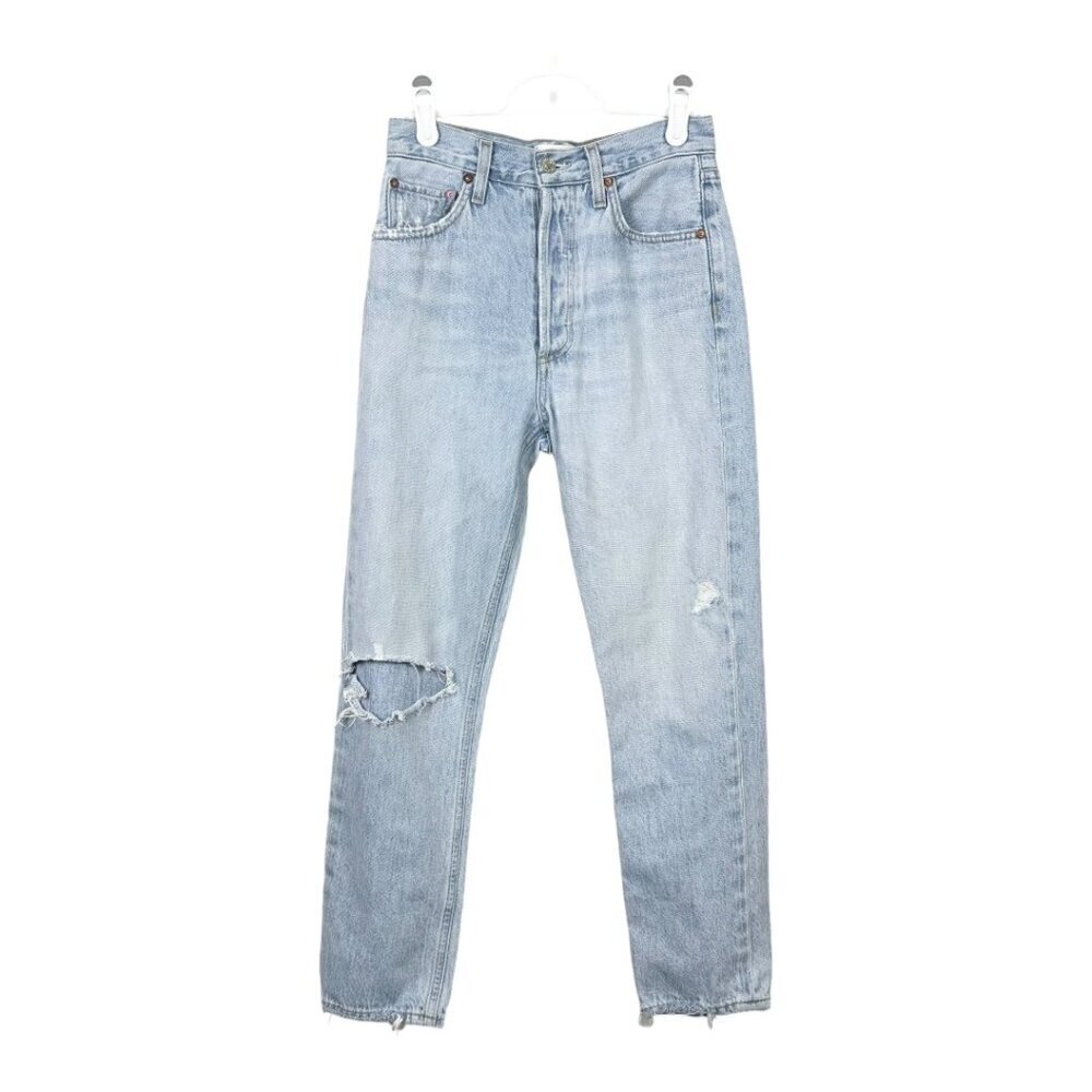 Agolde Riley Crop Distressed Shatter Jeans - Picture 2 of 10